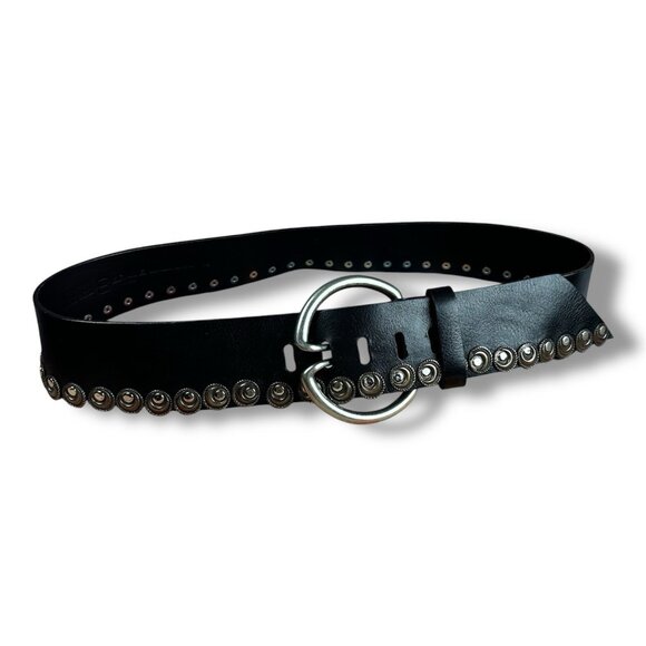 Brave Wide Leather Hip Belt Black Metal Medallions Canada Sz 38 Waist 37-41” main image 4